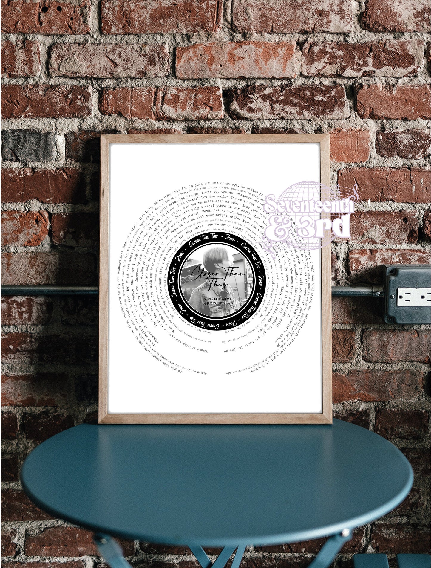 Jimin Song Print "Closer Than This" || JIMIN inspired print