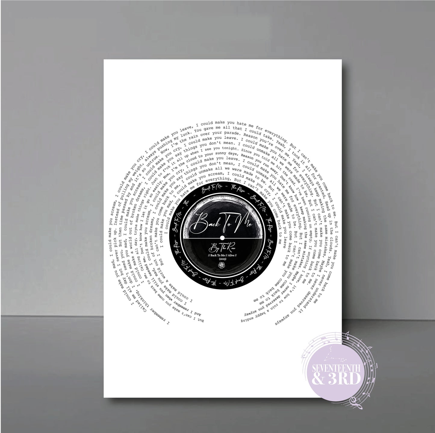 The Rose (더로즈) "Back To Me" Song Print