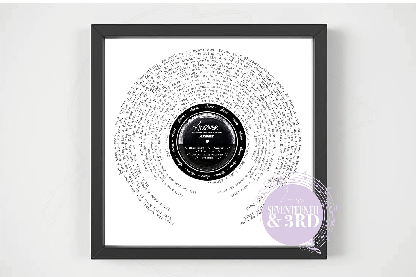 Ateez "ANSWER" inspired Lyric Print