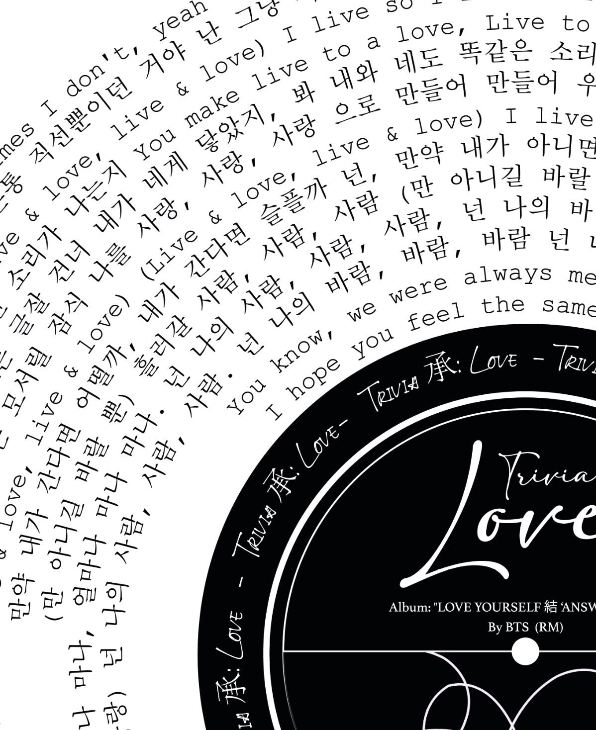 BTS "Trivia: Love" Namjoon RM K-pop Print 방탄소년단
