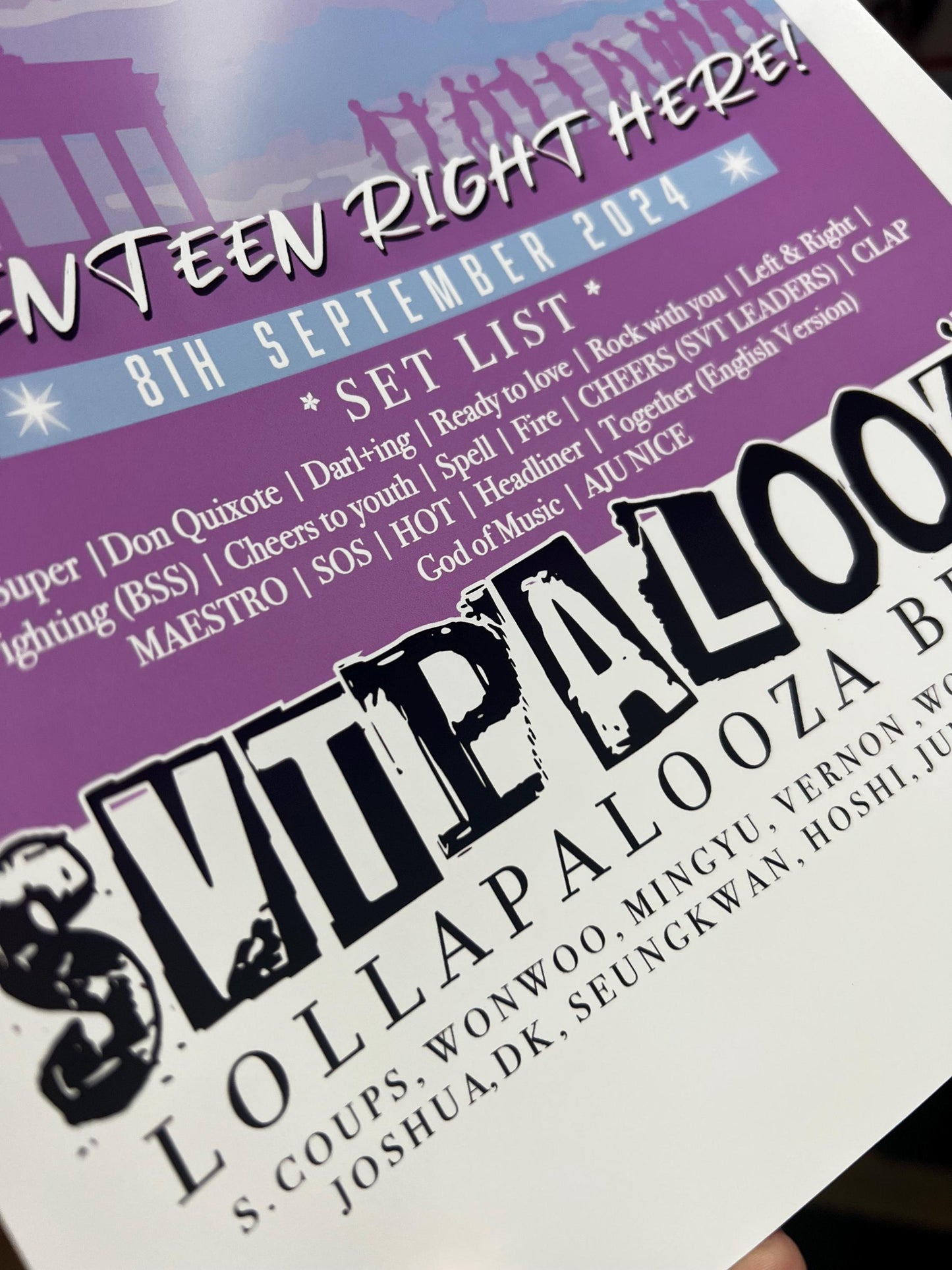Seventeen Lollap*looza Set List print