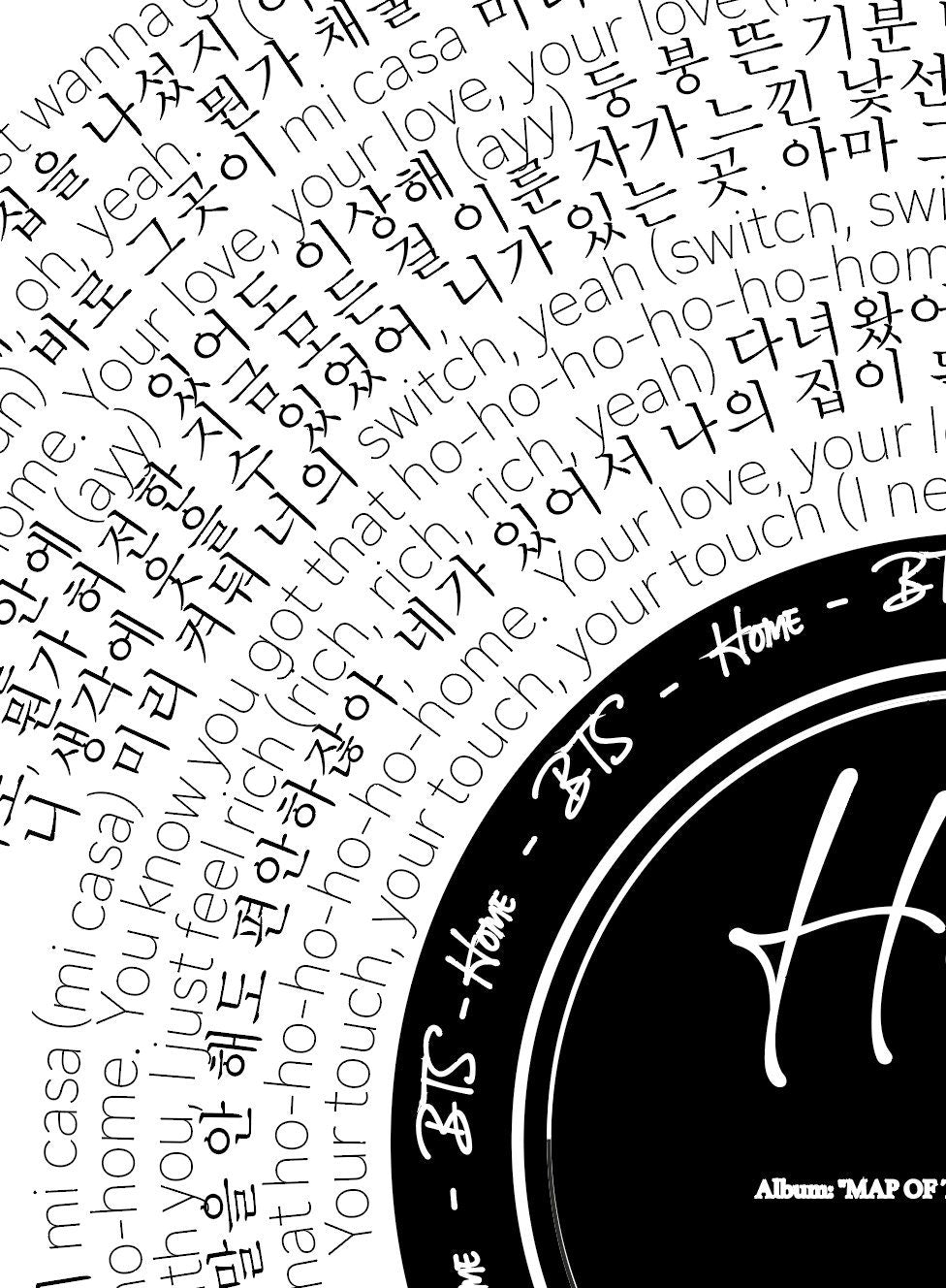 BTS "Home" Song Lyric Print