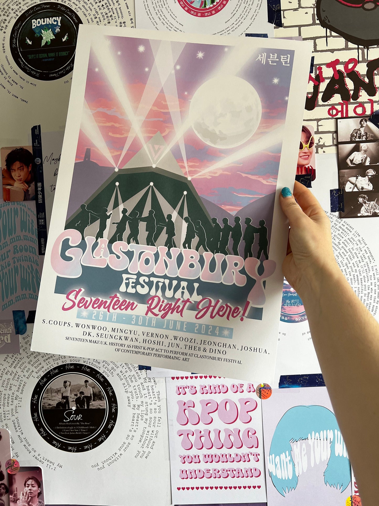 17 "Seventeen Right here" at Glastonbury Inspired Wall Poster print.