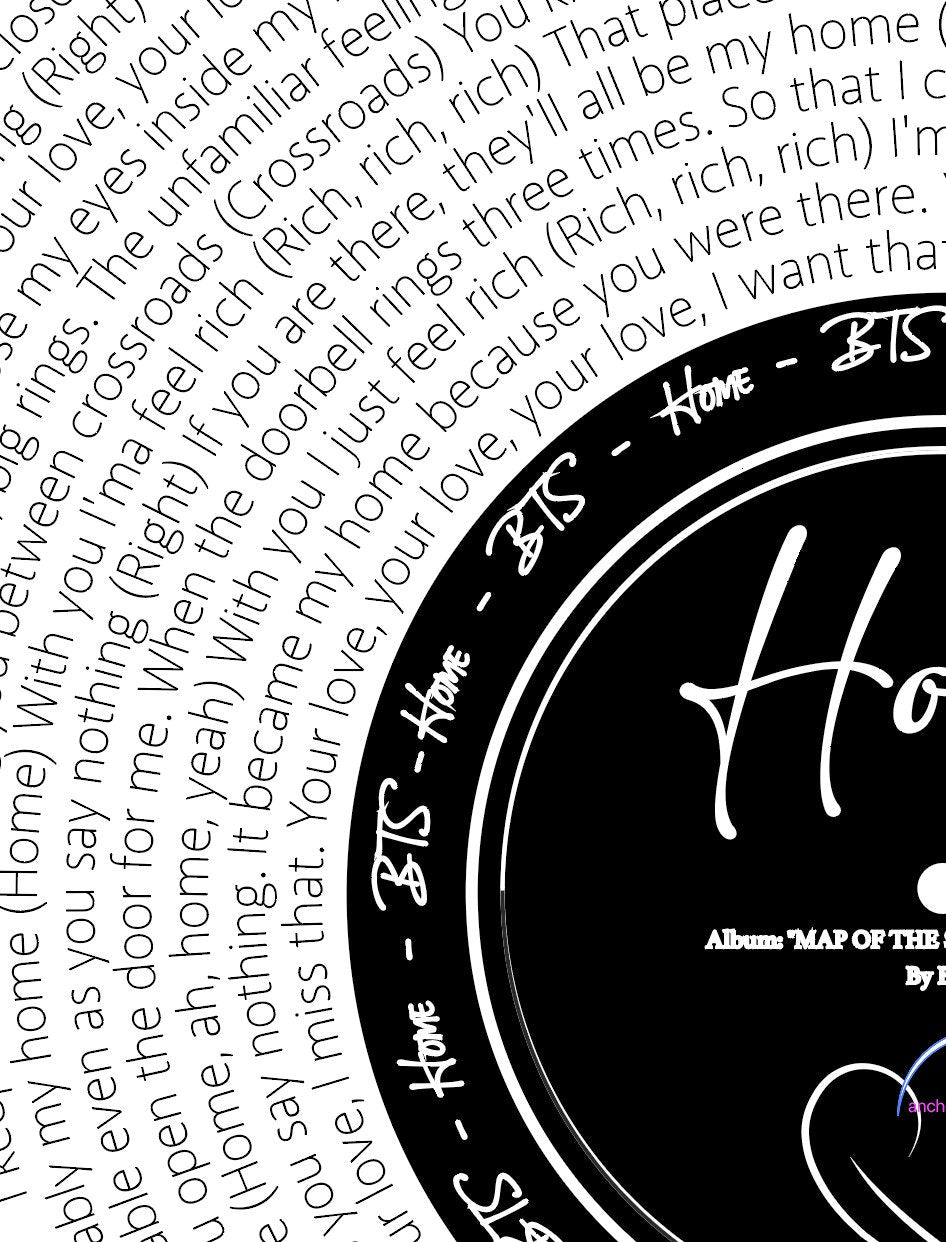 BTS "Home" Song Lyric Print