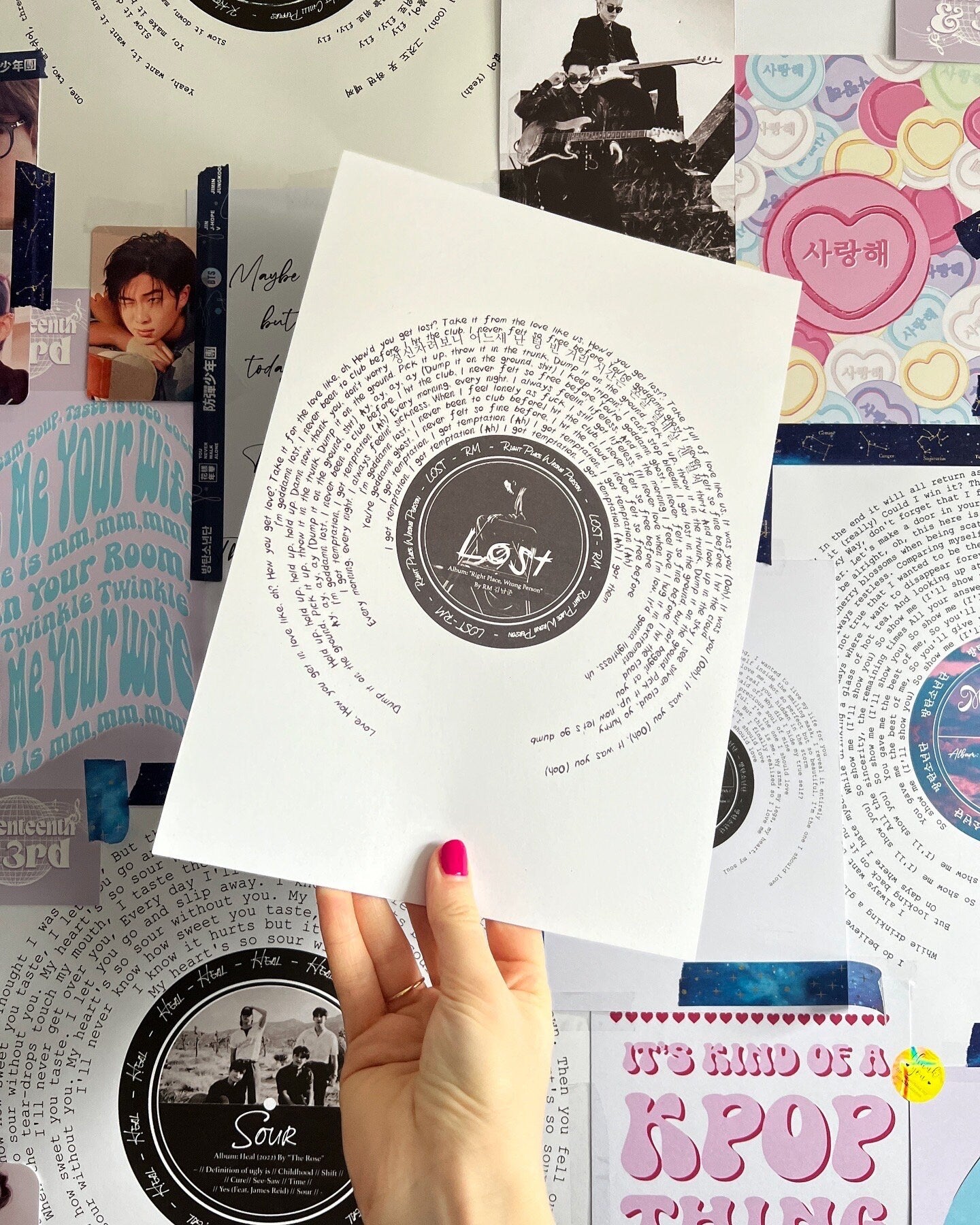 RM "Lost" Lyric Music Print "Right Place Wrong Person" Album