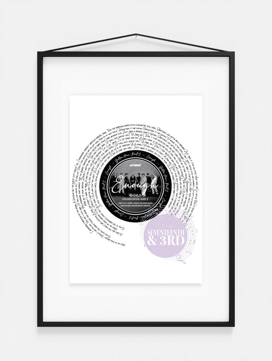 Ateez "Enough" Song Lyric Wall Print || Inspired by Golden Hour pt2: Album song.