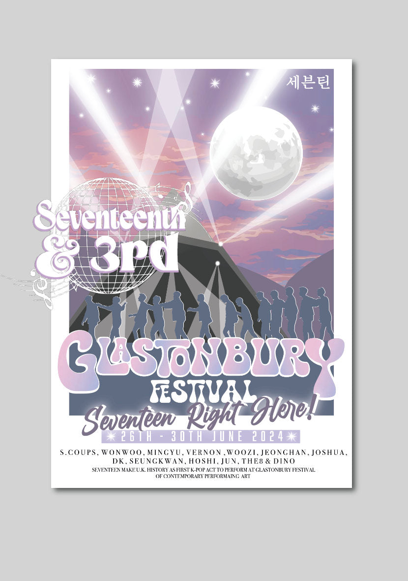 17 "Seventeen Right here" at Glastonbury Inspired Wall Poster print.