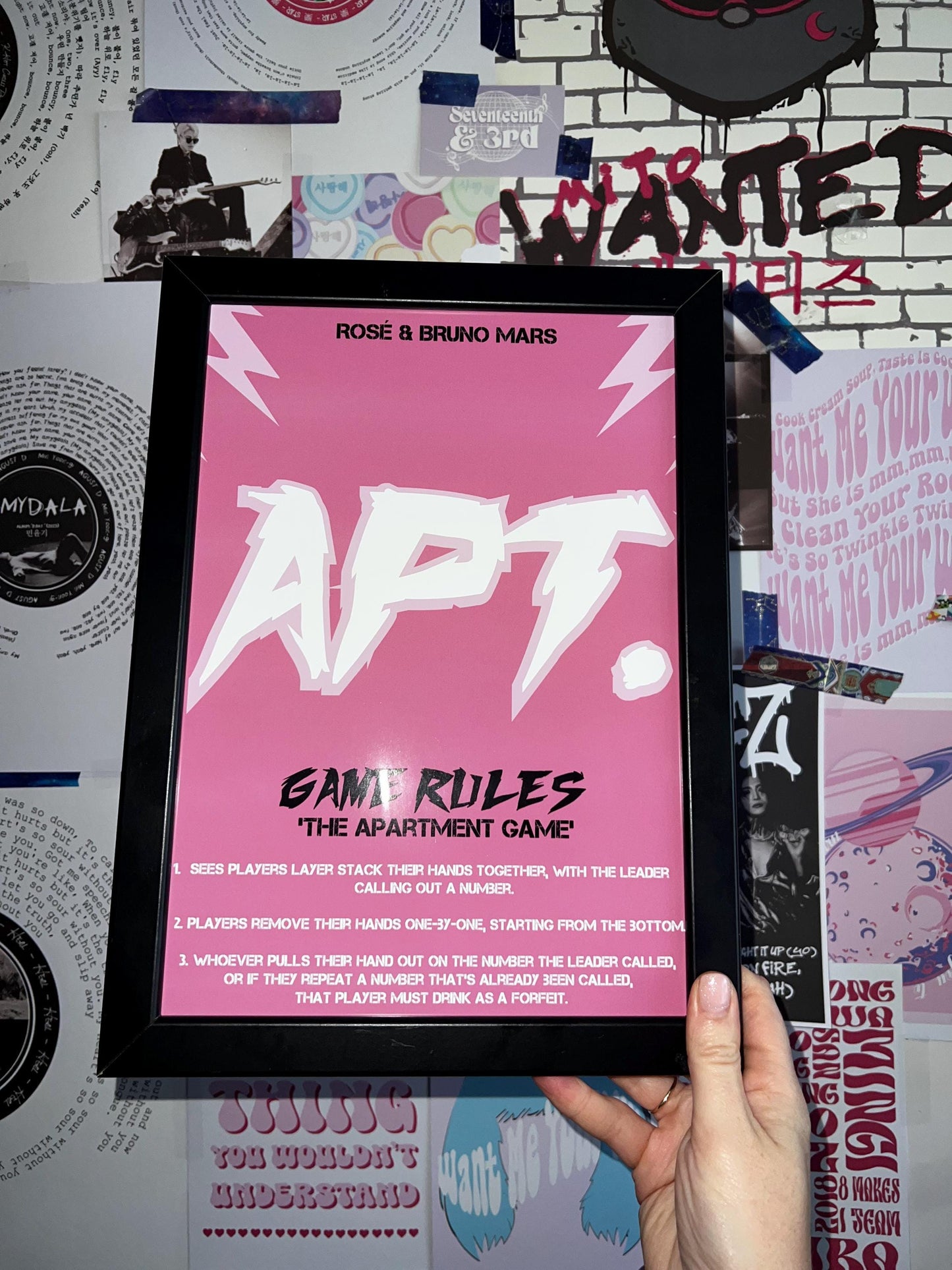APT. ROSÉ and Bruno Mars: drinking game rules Poster Print | Black Pink
