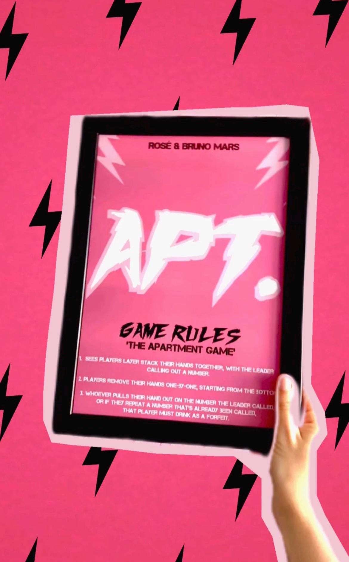 APT. ROSÉ and Bruno Mars: drinking game rules Poster Print | Black Pink