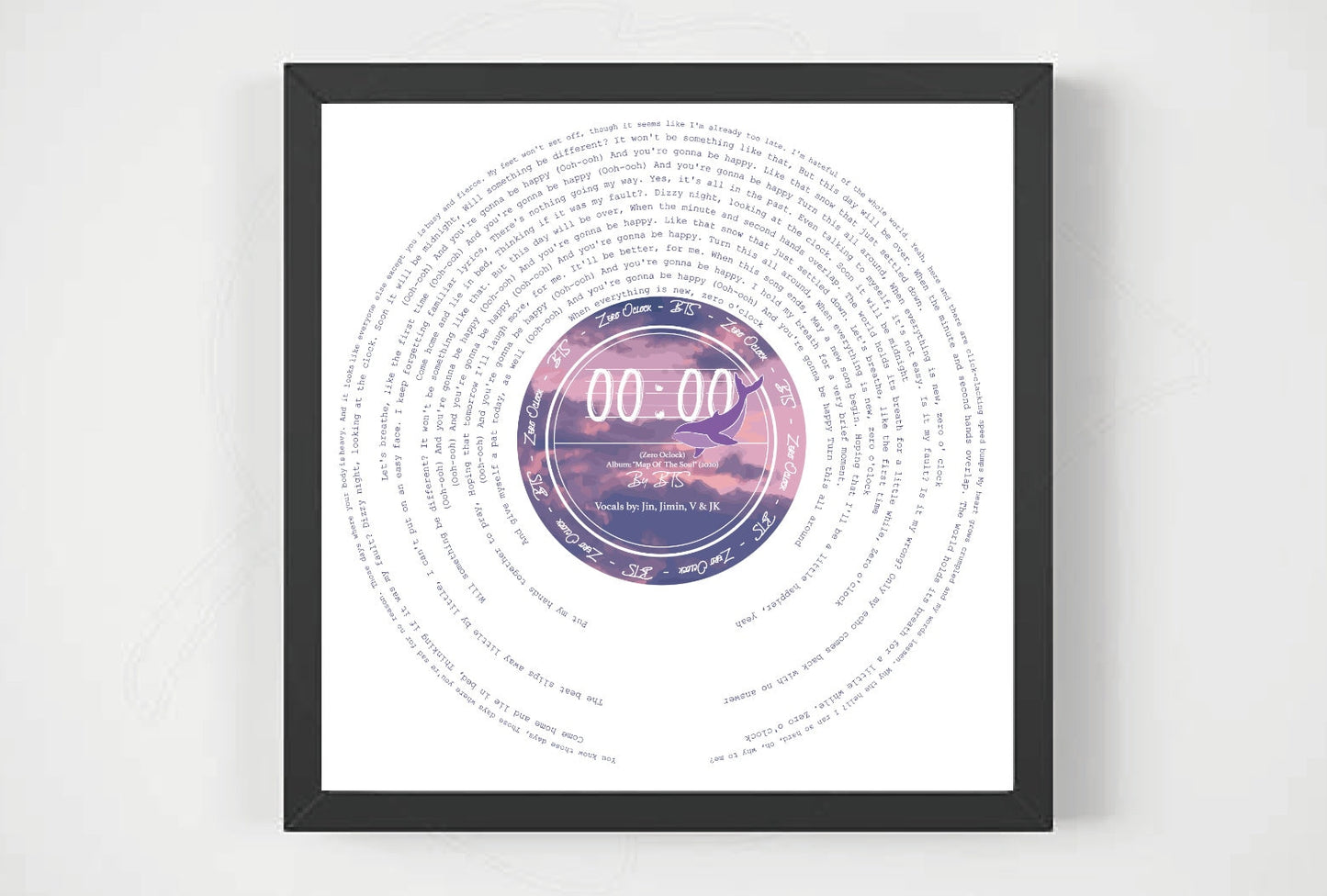 BTS 'Zero O'clock' 00:00 Lyric Wall Print