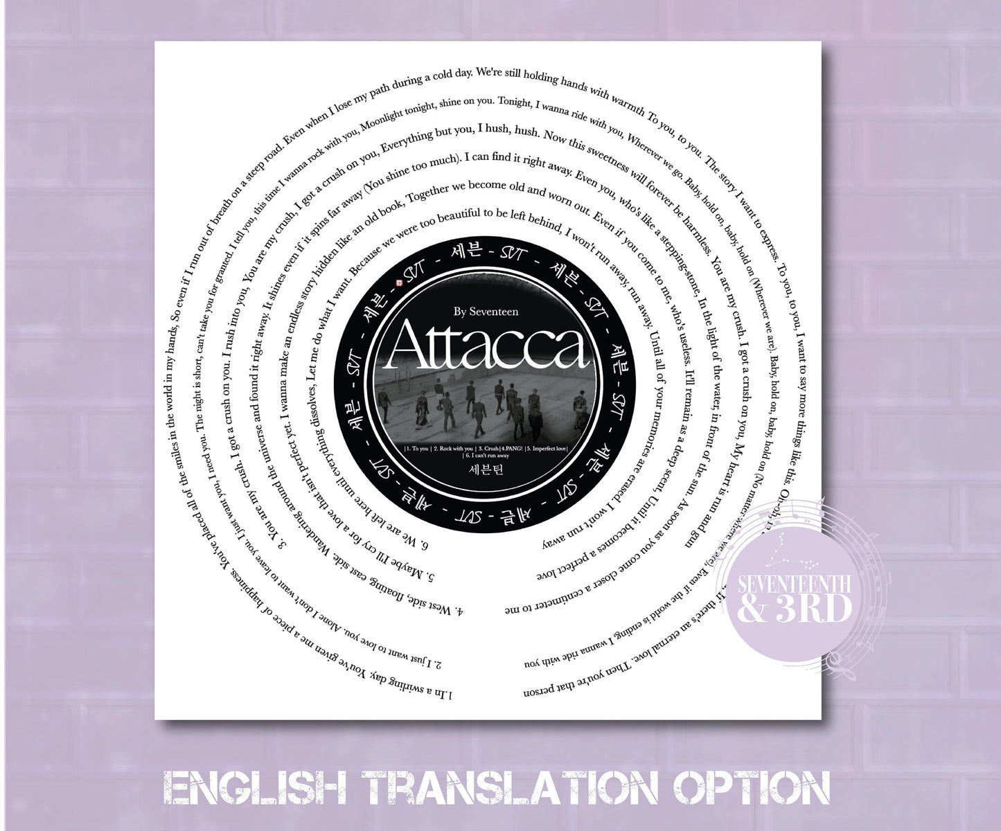 SVT "Attacca" Album Lyric Art Print