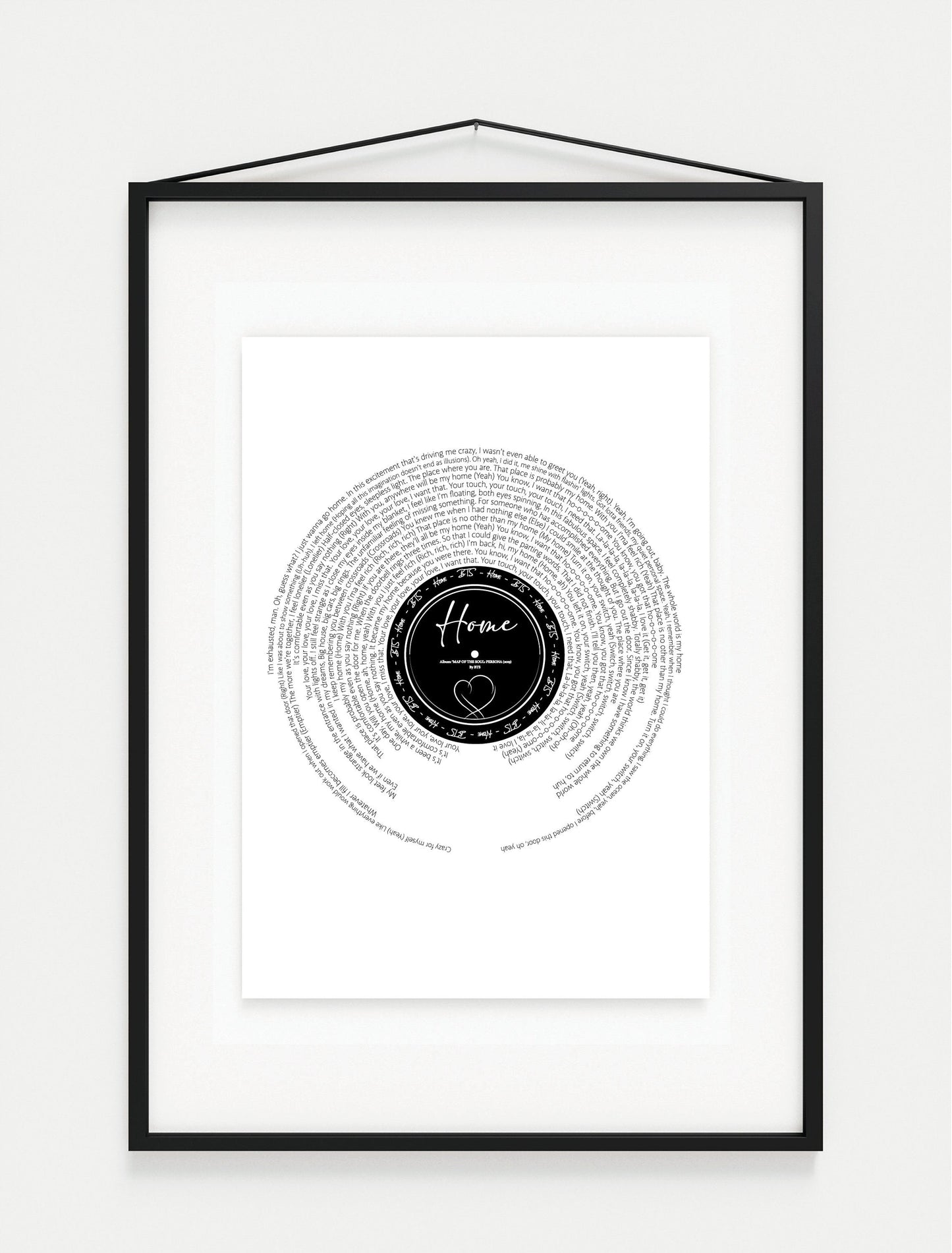 BTS "Home" Song Lyric Print