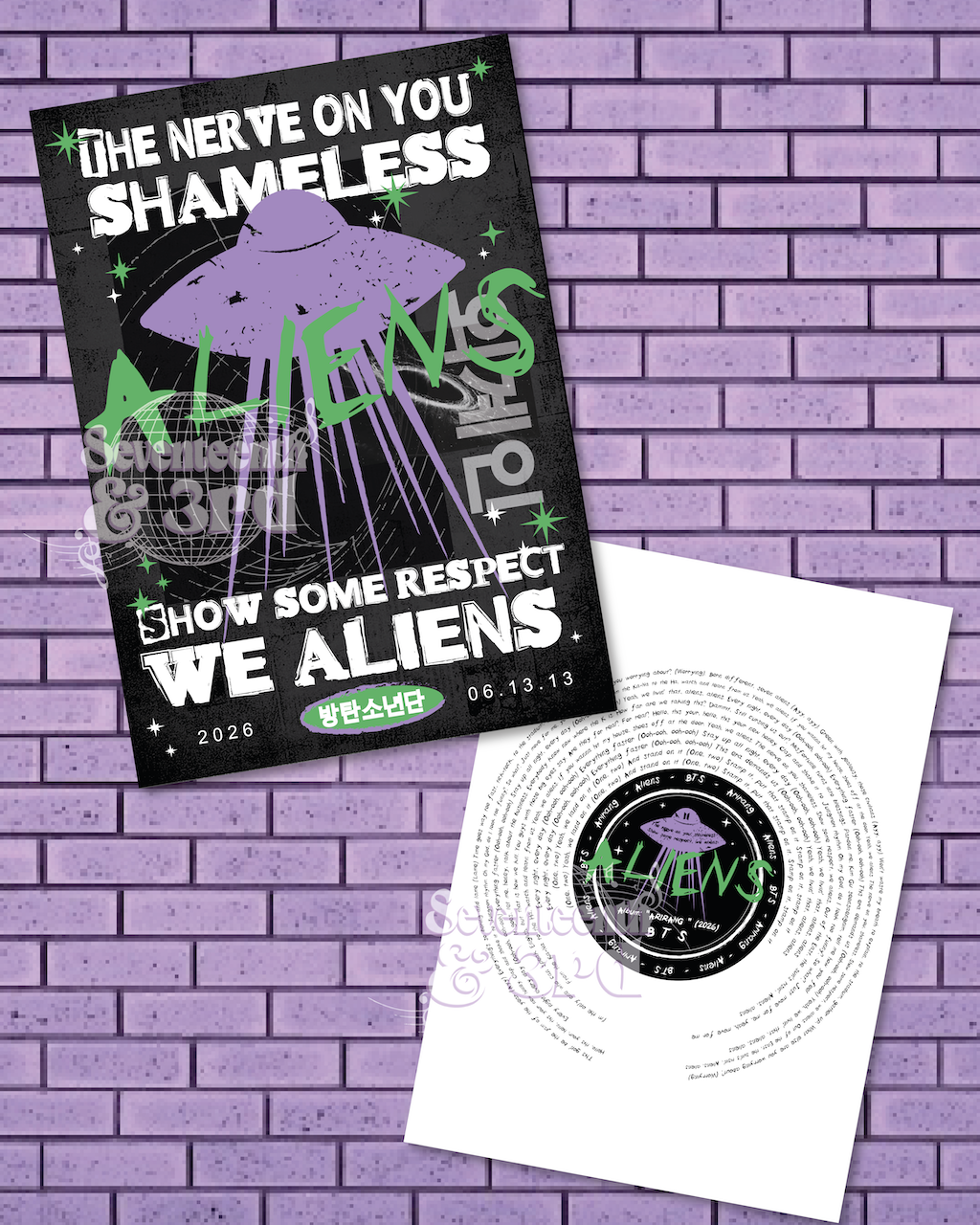 "Aliens" BTS inspired lyric print
