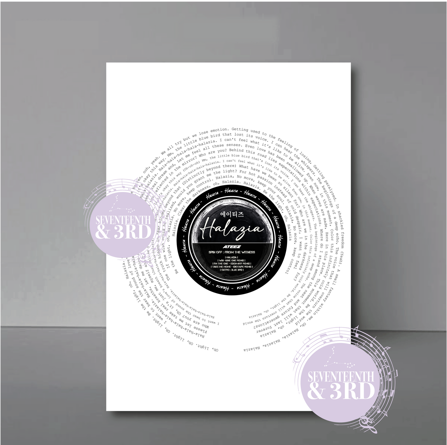 "HALAZIA" Inspired ATEEZ Lyric print