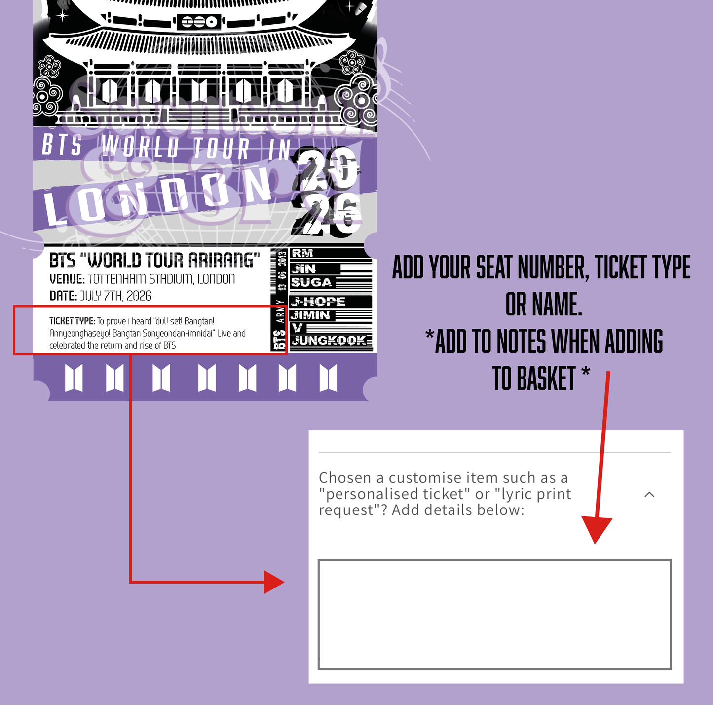 ARIRANG TOUR inspired Souvenir Ticket (Personalised Ticket)