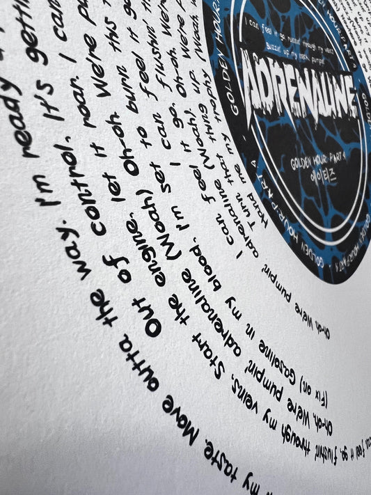 Ateez "Adrenaline" inspired lyric print