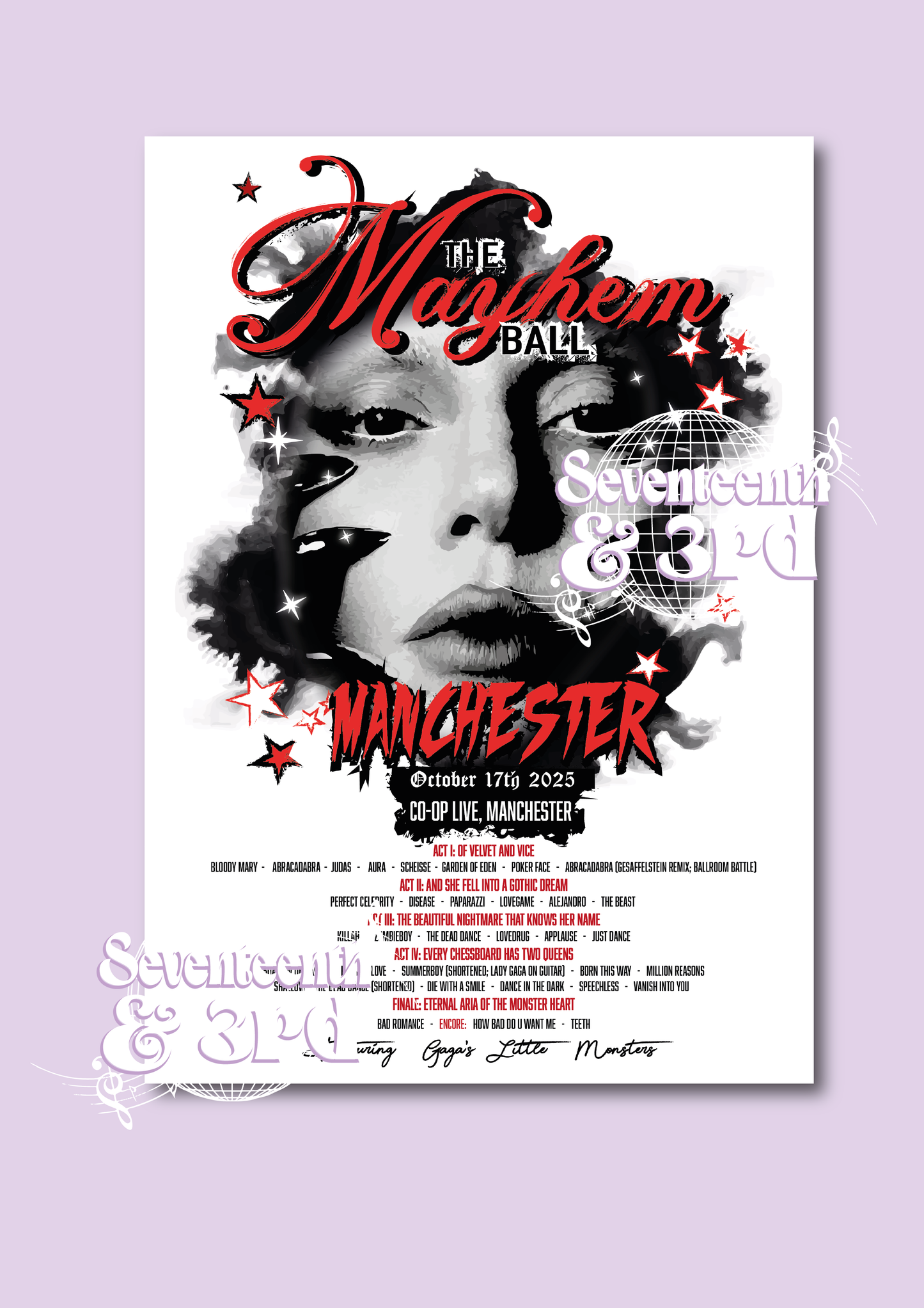 Mayhem ball Inspired Tour Set List