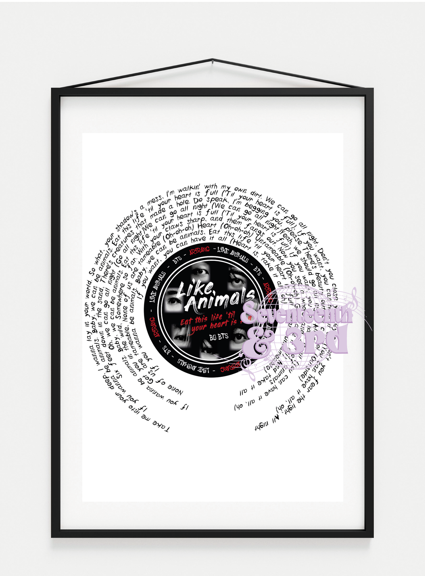 BTS "Like Animals" lyric inspired print