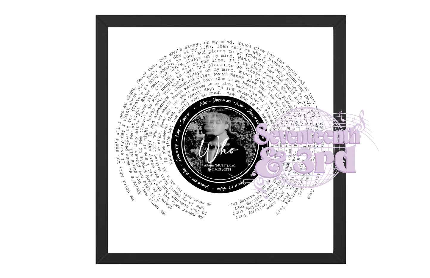 "WHO" By Jimin of BTS inspired lyric art print