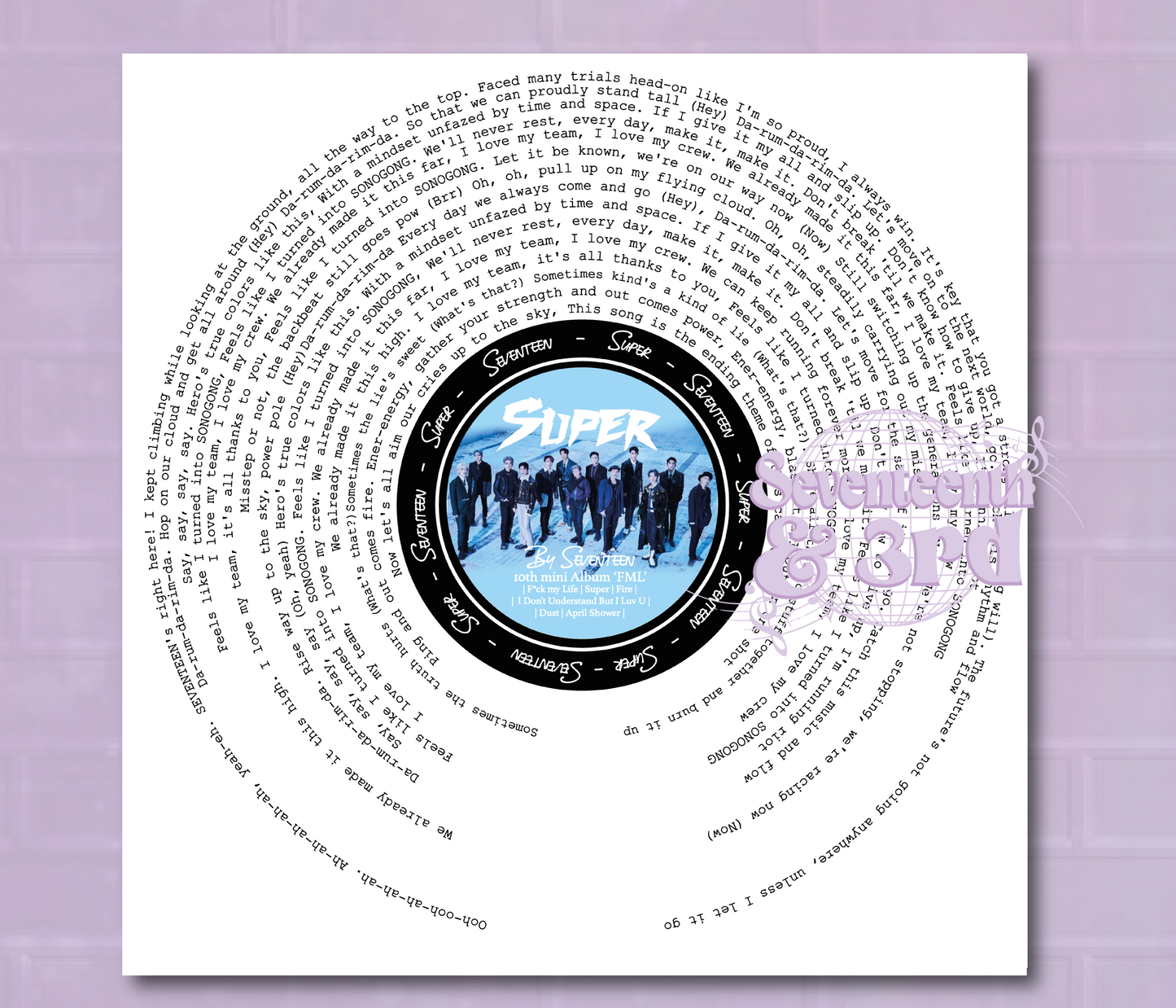SVT "Super" Lyric print