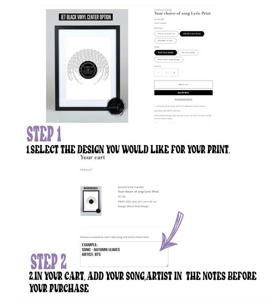 Your choice of song Lyric Print