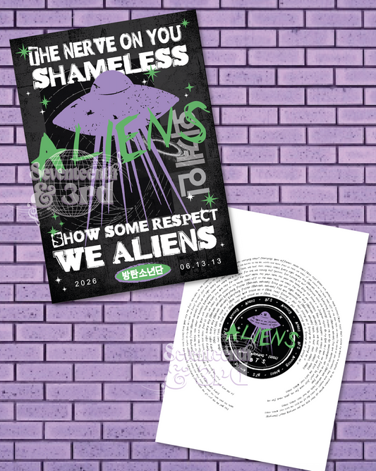 "Aliens" Retro Cut BTS inspired print