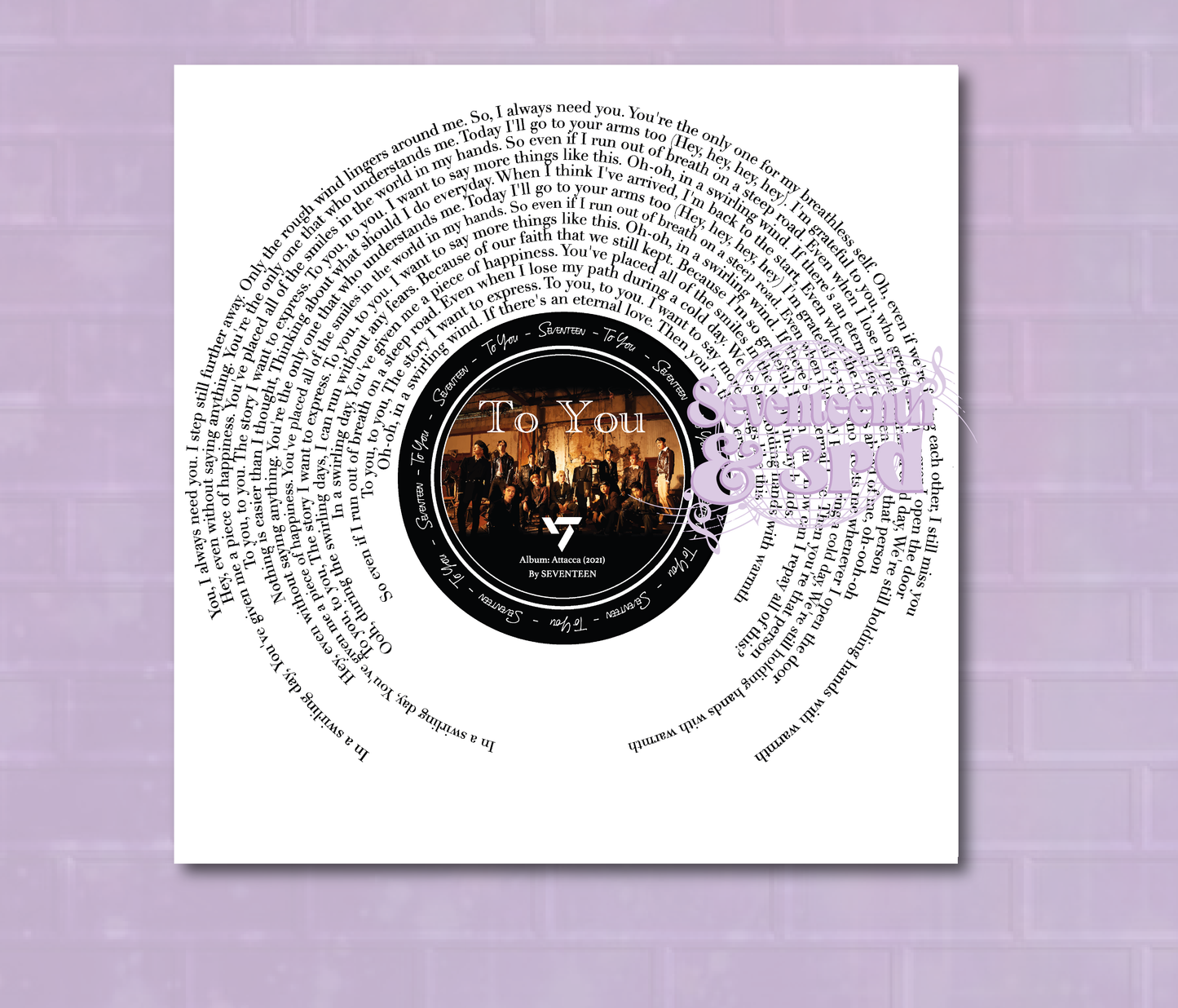 SVT "To You " Lyric print