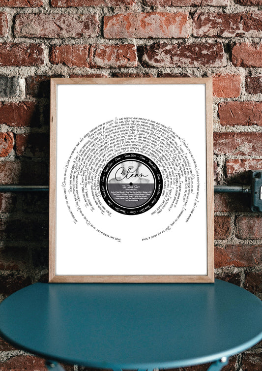 Clean (1998) T Swift Inspired Lyric Print - A3 print scale