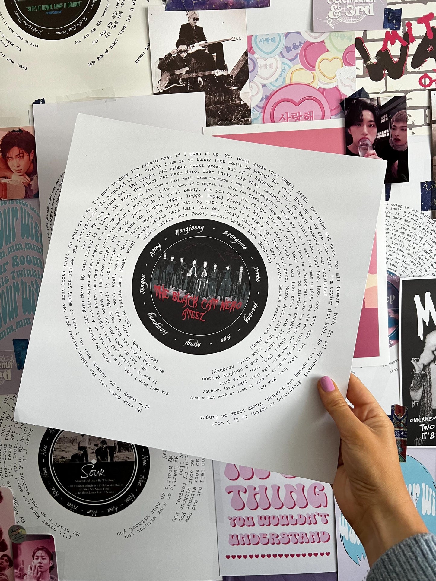 Ateez "Black Cat Nero" Song Ateez Lyric Print and Poster | Kpop Halloween