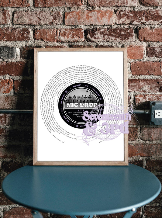 BTS lyric Print "Mic Drop" || inspired by Love yourself: her Album