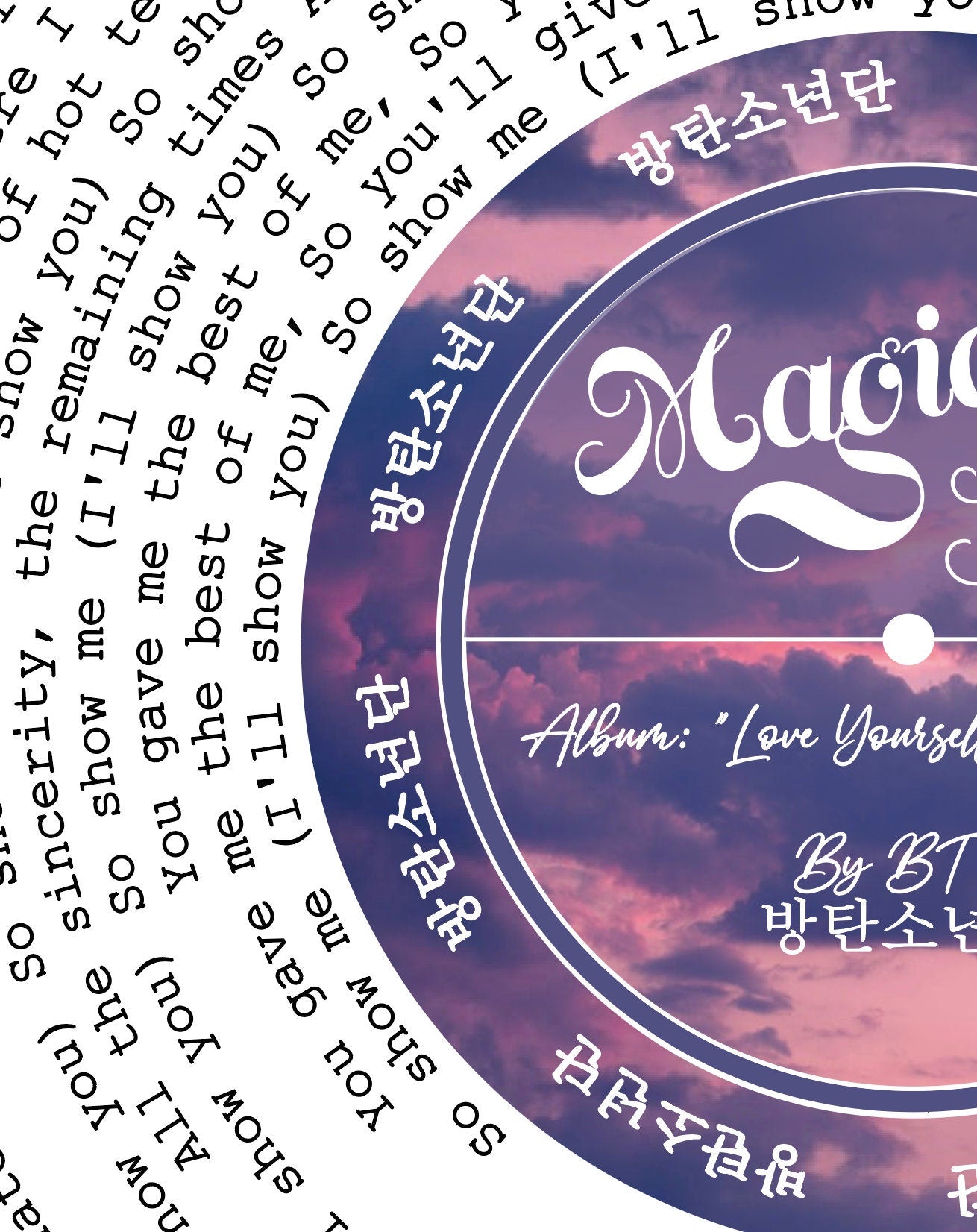 BTS "Magic Shop" Lyric K-pop Music Print