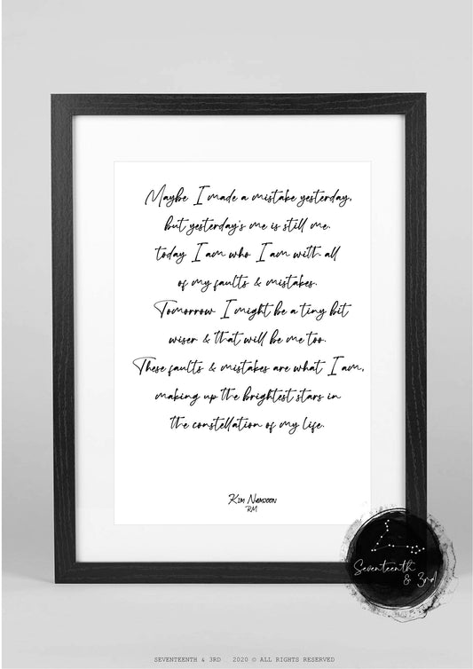 Love Yourself UN Speech Print Quote|| Kim Nam-joon || BTS