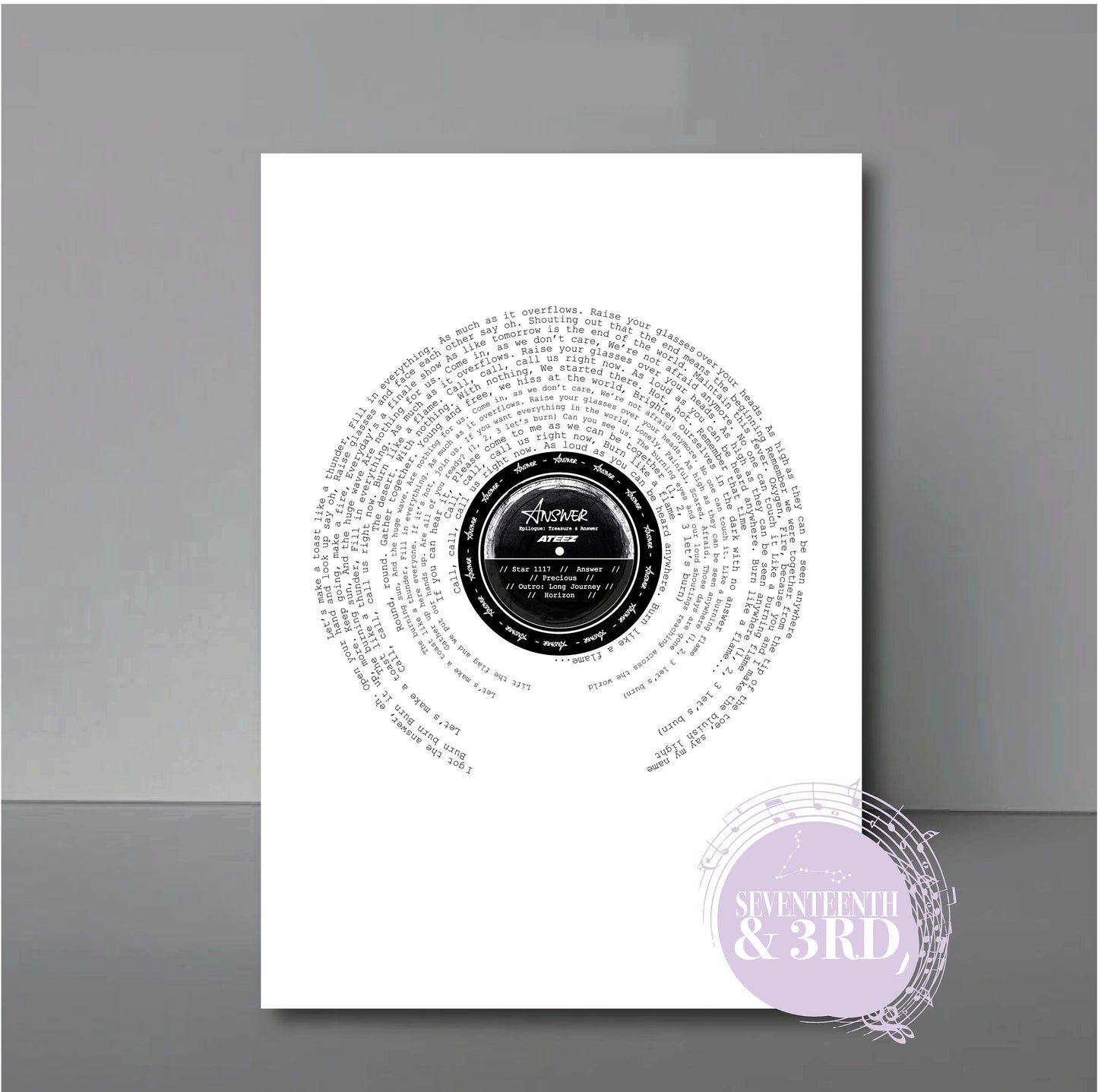 Ateez "ANSWER" inspired Lyric Print