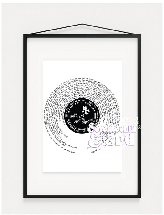 RM "Lost" Lyric Music Print "Right Place Wrong Person" Album