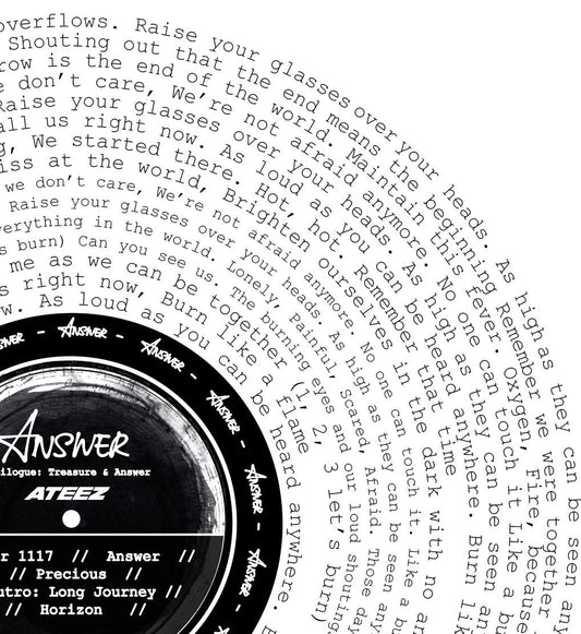 Ateez "ANSWER" inspired Lyric Print
