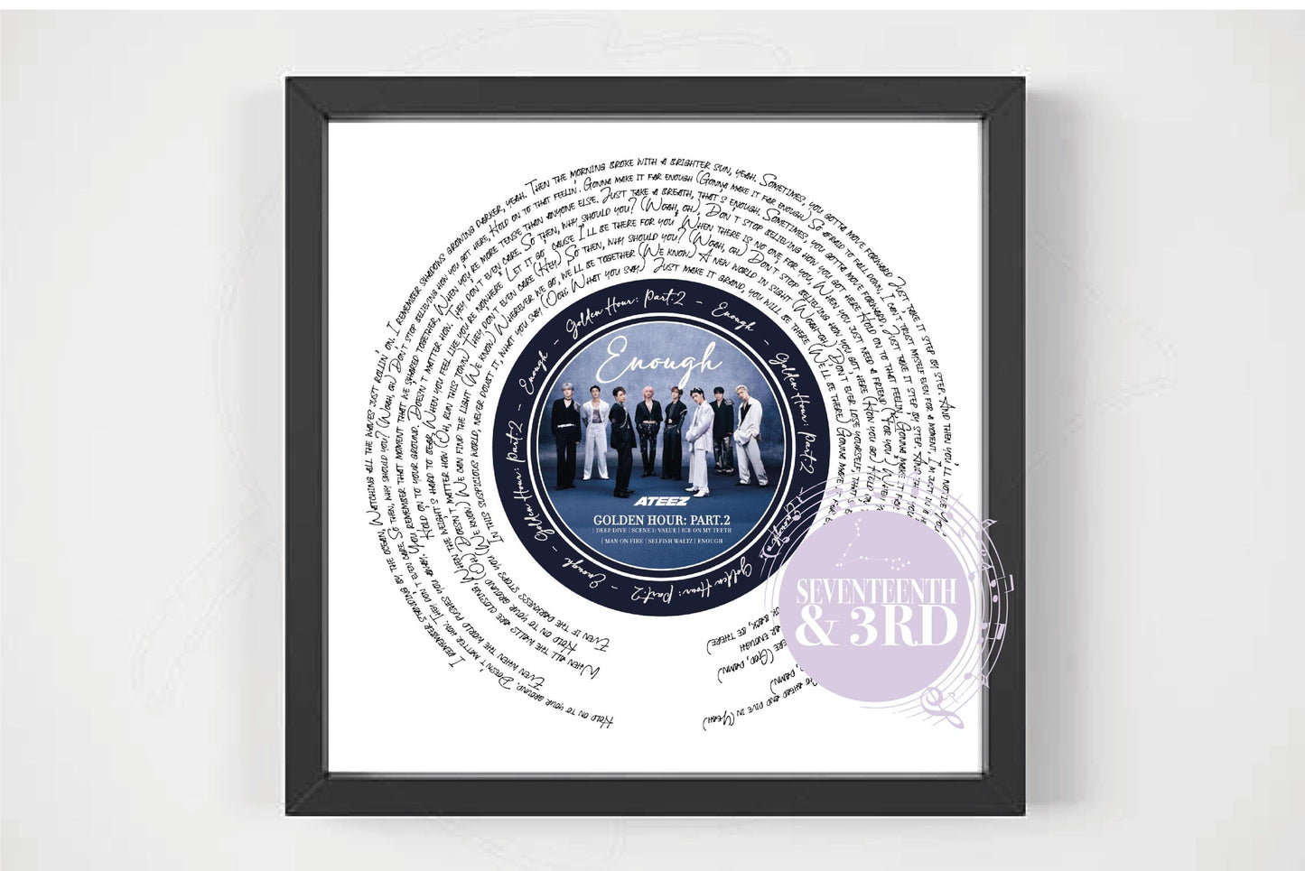 Ateez "Enough" Song Lyric Wall Print || Inspired by Golden Hour pt2: Album song.