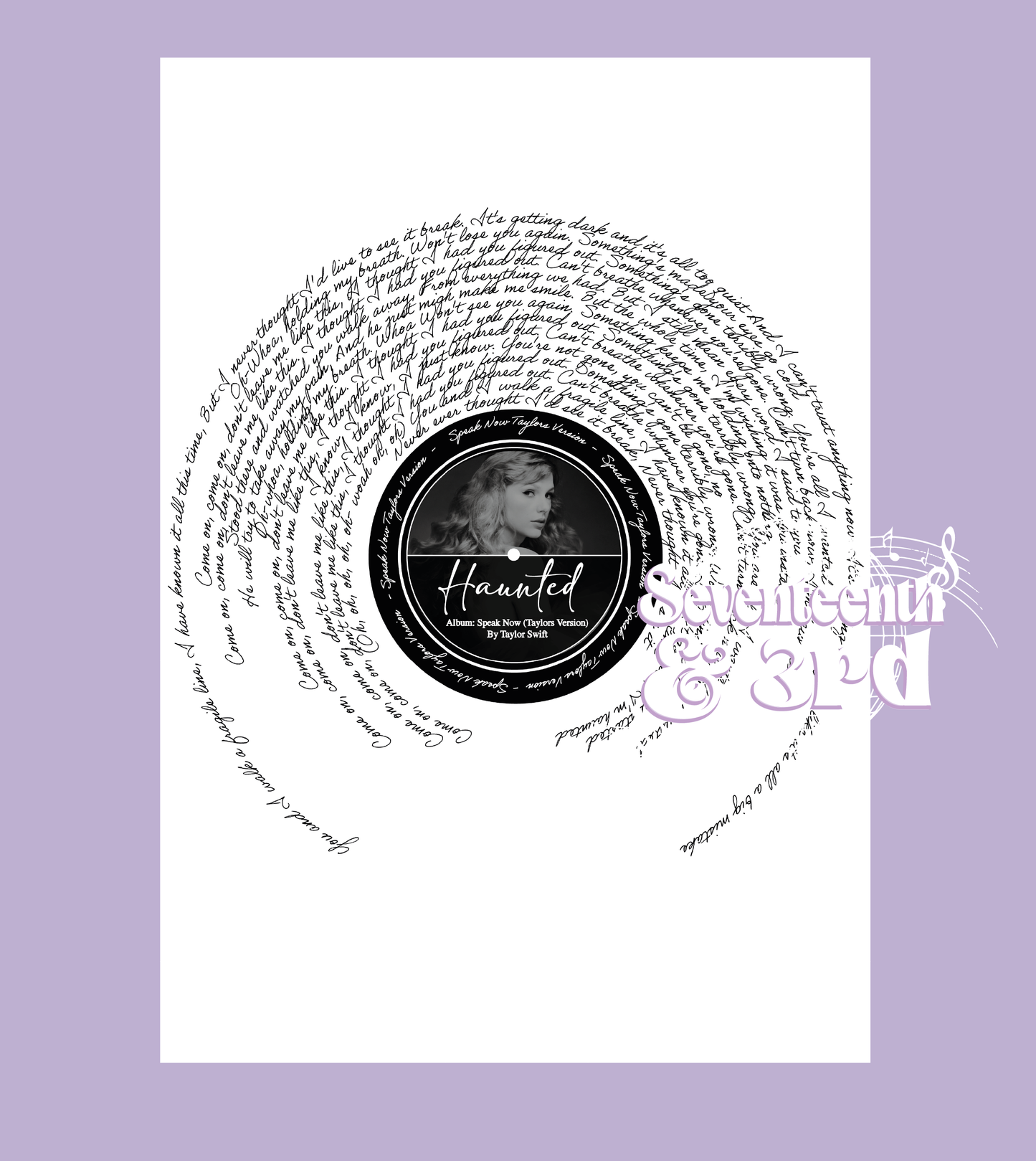 Haunted lyric Print By Ta Swift (TV) || A3 print