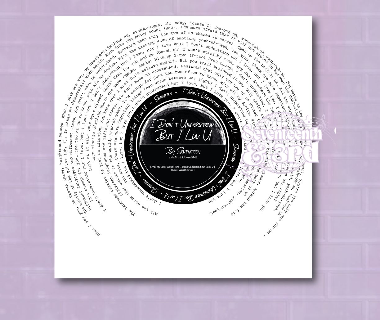 SVT "I Don’t Understand But I Luv U" Lyric print