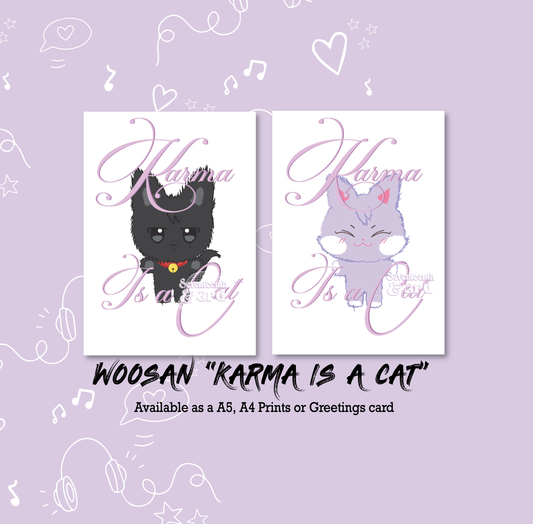 Woosan "Karma Is a Cat" Greetings Card