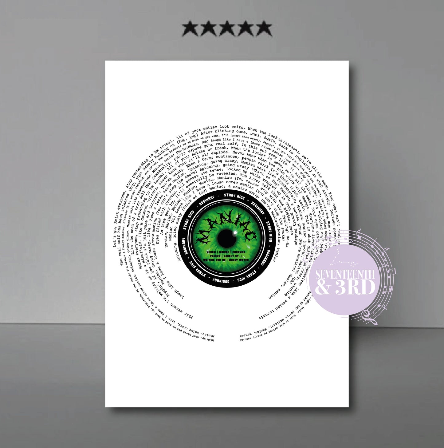 Stray Kids  "MANIAC" Lyric Wall Art Print