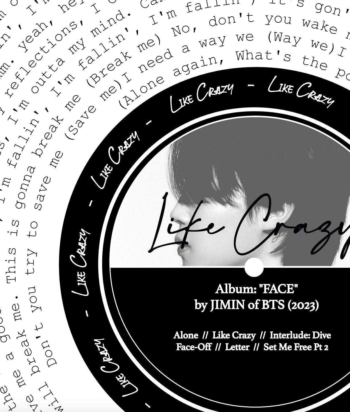 JIMIN Print "Like Crazy" Jimin Solo Album
