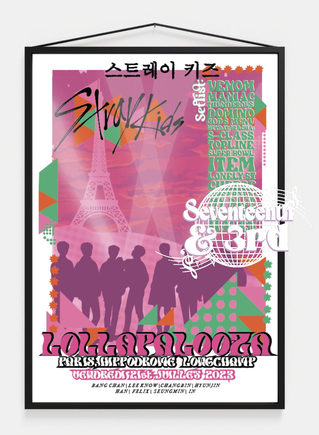 Stray kids  Lollapalooza 2023 Set List Inspired Wall Poster print | Music Poster Print