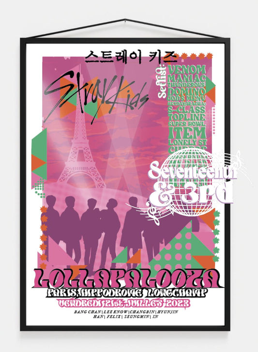Stray kids  Lollapalooza 2023 Set List Inspired Wall Poster print | Music Poster Print