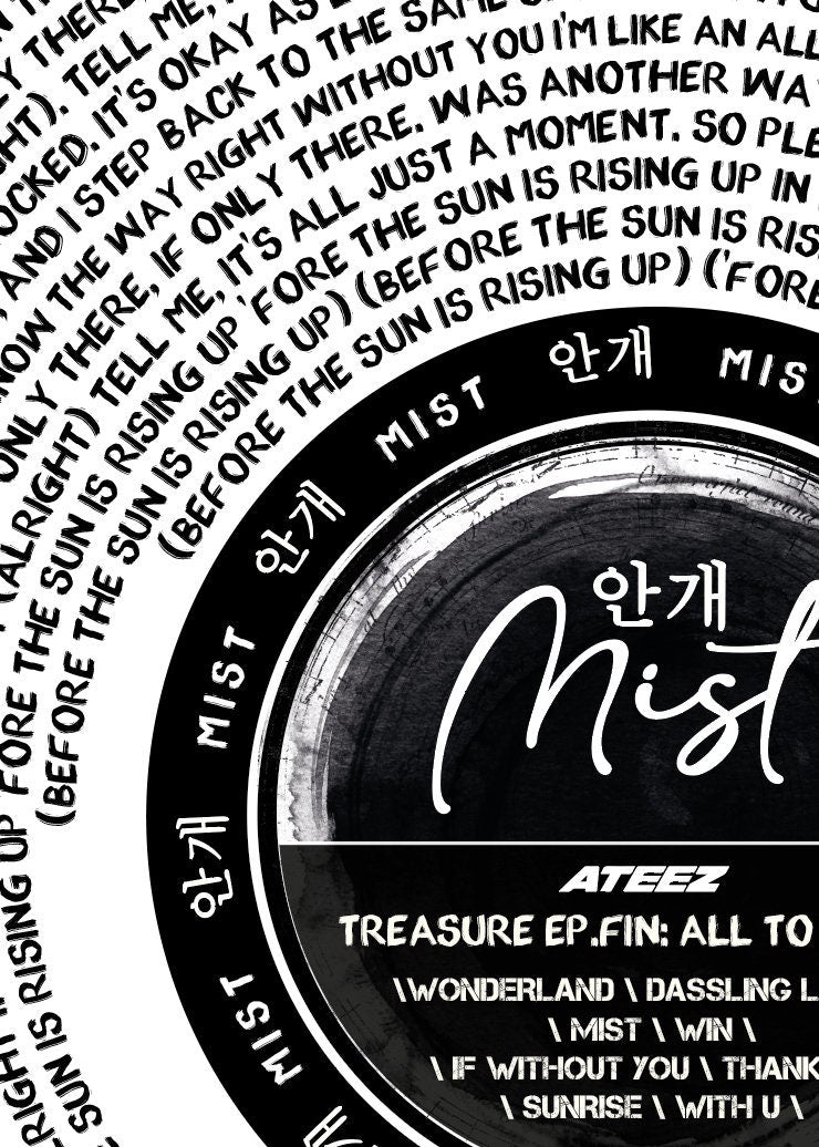 "MIST" Ateez Song Lyric Print