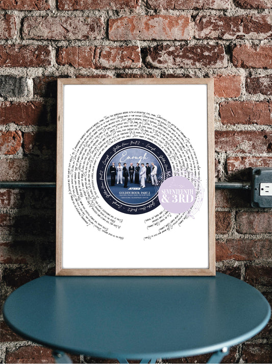 Ateez "Enough" Song Lyric Wall Print || Inspired by Golden Hour pt2: Album song.