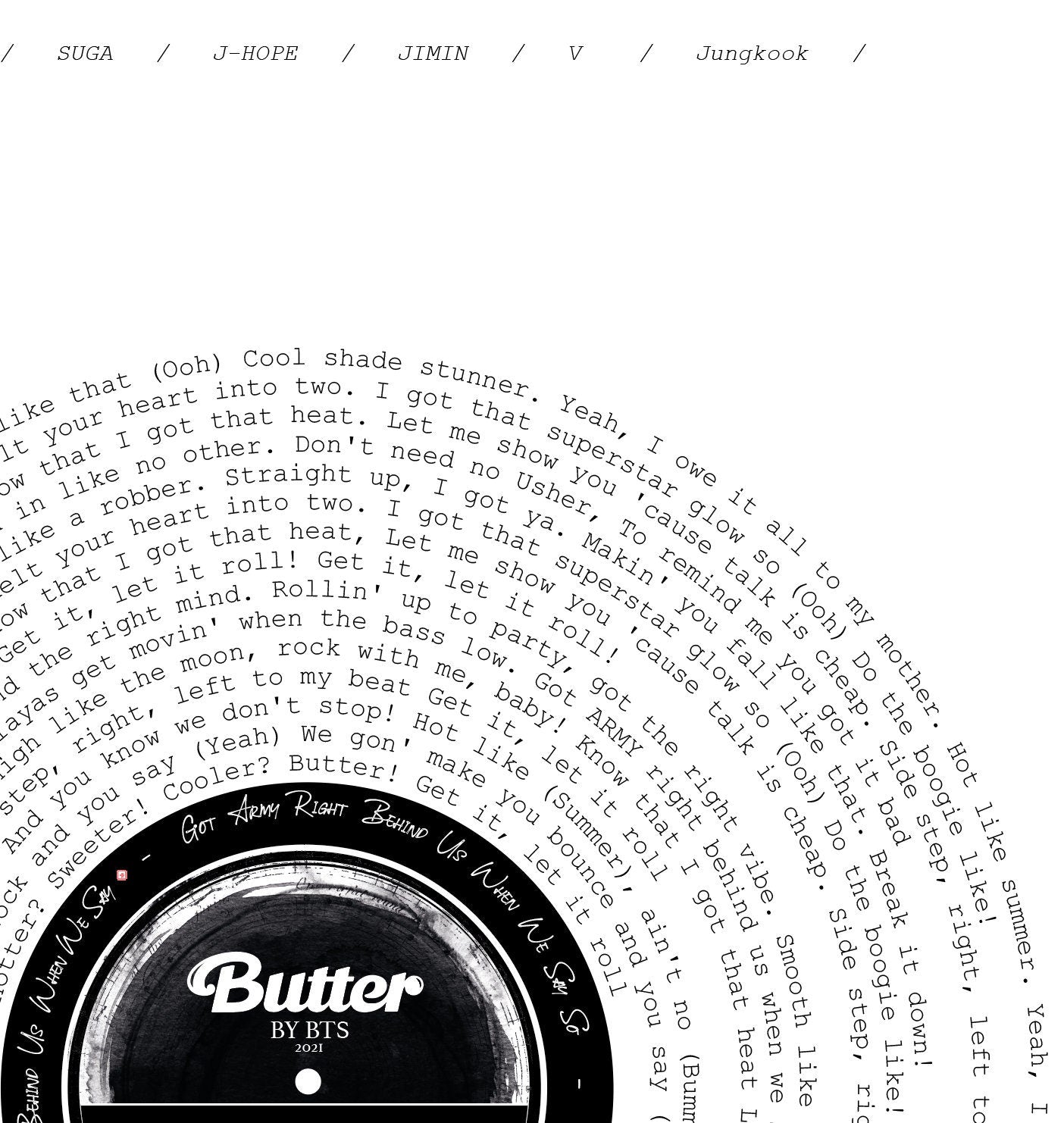 BTS "Butter" Full Song Print  || 방탄소년단 BTS