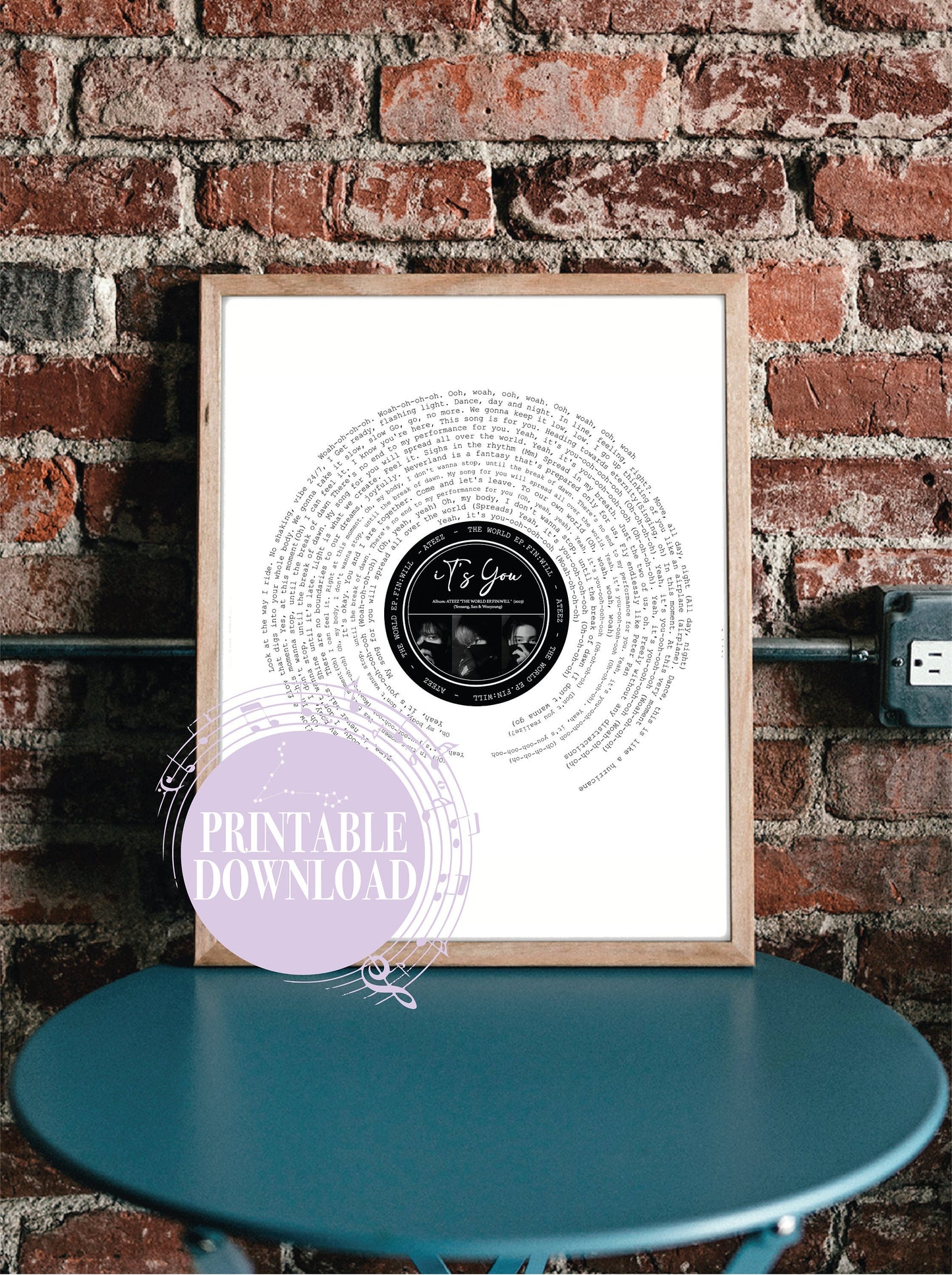 Ateez "iT's You" Lyric Inspired Print