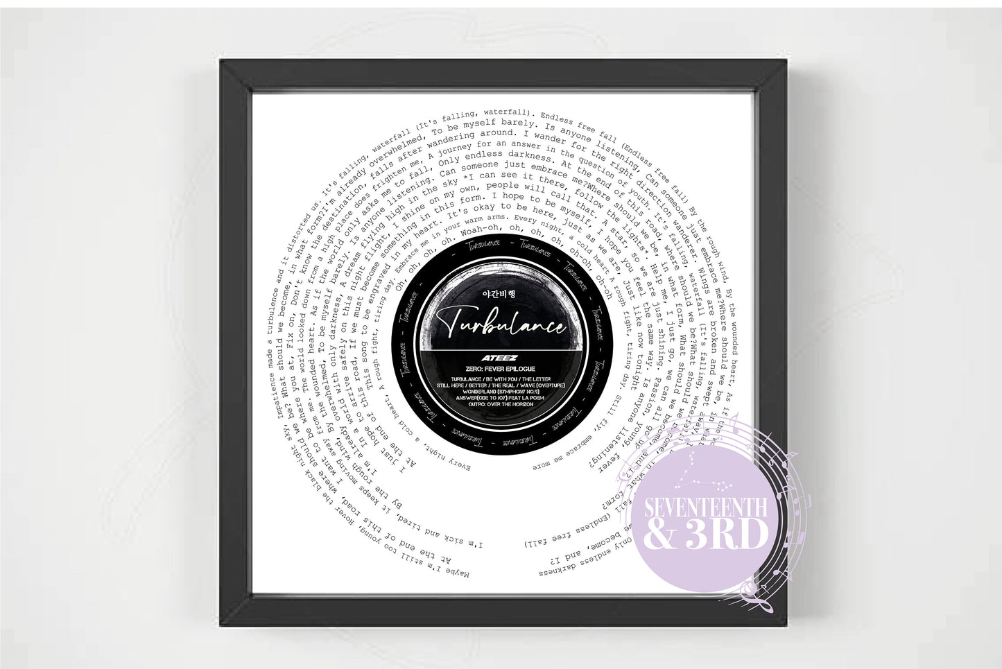 Ateez "TURBULENCE" full Lyric wall Print