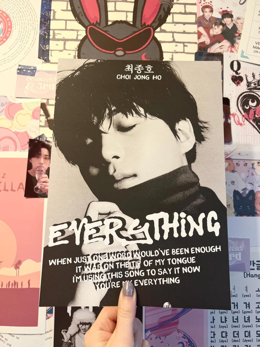 Ateez EVERYTHING Poster Print of Jongho || Ateez Inspired mono Print || Kpop Poster