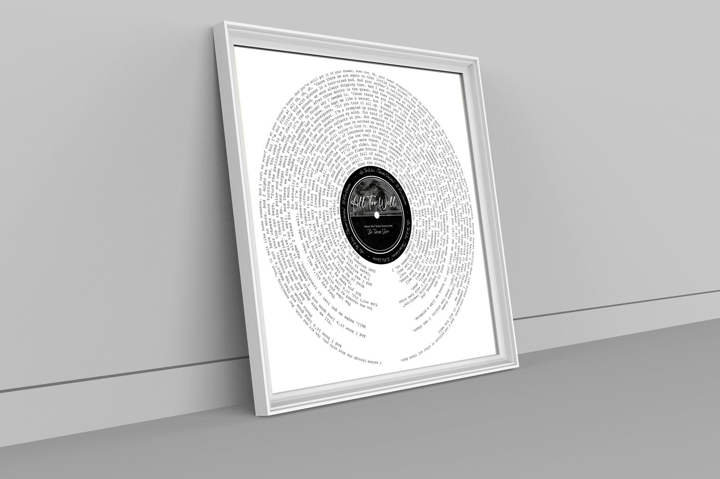 All Too Well Print (TV) 10 Min Version || Red Album ||  Lyrics Print || Vinyl Inspiration